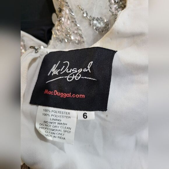 Mac Duggal FOLIAGE EMBELLISHED MIDI SHEATH DRESS NWOT sz 6 Ivory (5424) - Picture 7 of 7